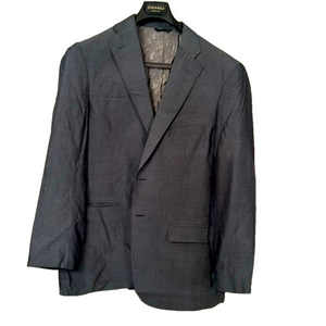 CUSTOM MADE BLAZER Beautiful silver blue patterned feels like silk fabric